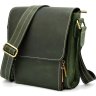 Мужская наплечная сумка из винтажной кожи зеленого цвета TARWA (21701) - 1