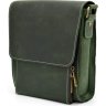 Мужская наплечная сумка из винтажной кожи зеленого цвета TARWA (21701) - 5