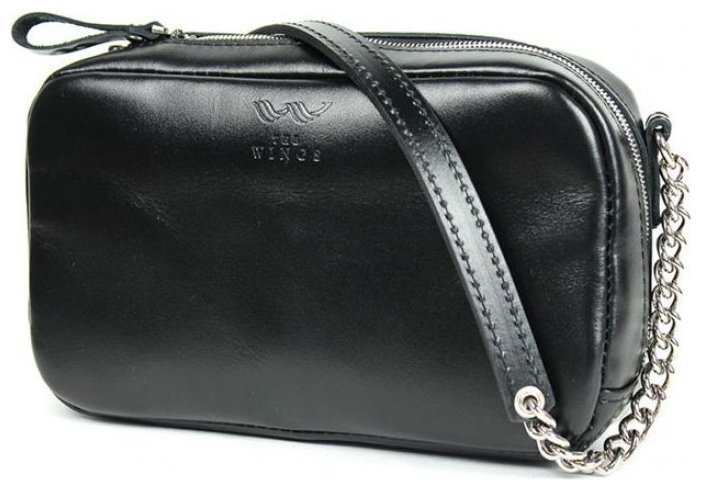 Компактна шкіряна жіноча сумка-кроссбоді чорного кольору BlankNote Faith 78993