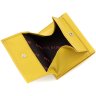 Желтый женский кошелек двойного сложения из натуральной кожи флотар KARYA (19519) - 5