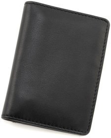 Маленькая визитница двойного сложения из натуральной черной кожи Visconti Laser 69093