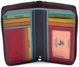 Стильный женский кожаный кошелек черного цвета на молнии Visconti Aruba 69293