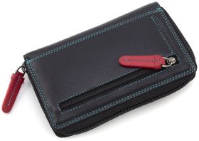 Стильный женский кожаный кошелек черного цвета на молнии Visconti Aruba 69293