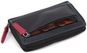 Стильный женский кожаный кошелек черного цвета на молнии Visconti Aruba 69293