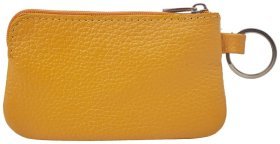 Женская ключница из натуральной кожи горчичного цвета на молниевой застежке Desisan 79893