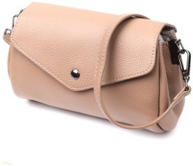 Маленька бежева жіноча сумка з натуральної шкіри з довгим ремінцем Vintage 2422256