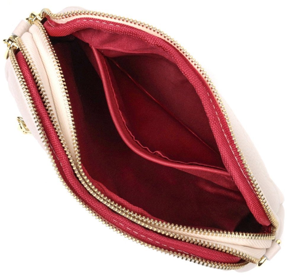 Невелика жіноча сумка з натуральної шкіри білого кольору на два відділення Vintage 2422357