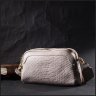 Невелика жіноча сумка з натуральної шкіри білого кольору на два відділення Vintage 2422357 - 7