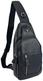 Кожаная слинг сумка черного цвета Tiding Bag 90794
