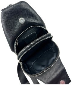 Кожаная слинг сумка черного цвета Tiding Bag 90794