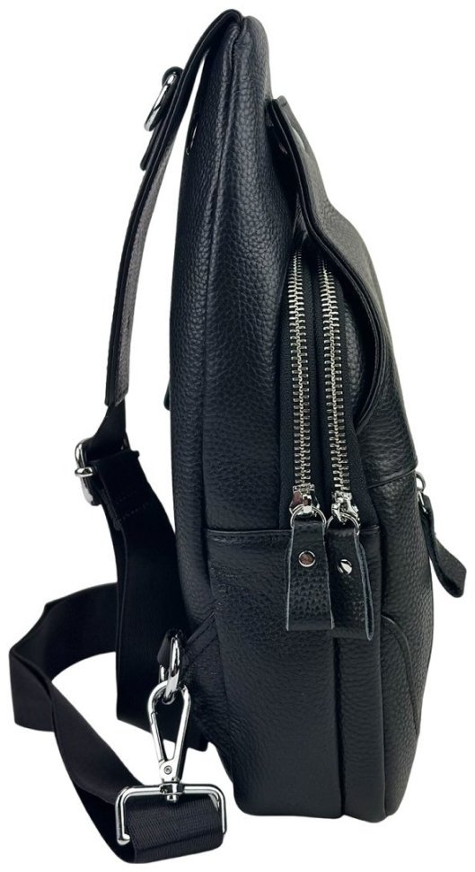 Шкіряна слінг сумка чорного кольору Tiding Bag 90794 modnotak фото №11