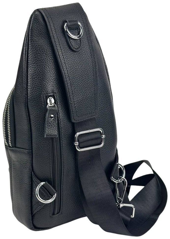 Шкіряна слінг сумка чорного кольору Tiding Bag 90794 modnotak фото №12