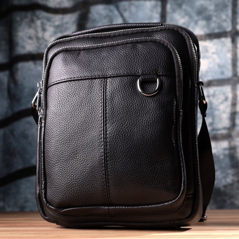 Сумка-барсетка мужская из натуральной кожи черного цвета Vintage Style 91294 modnotak фото №9