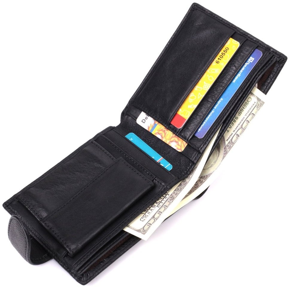 Кошелек из натуральной кожи черного цвета для мужчин Vintage Style 91394 modnotak фото №4