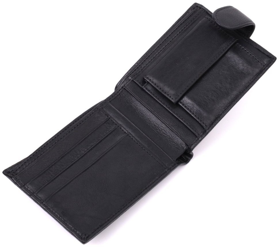 Кошелек из натуральной кожи черного цвета для мужчин Vintage Style 91394 modnotak фото №6