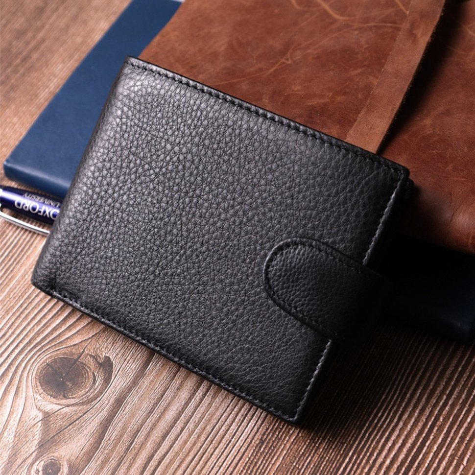 Кошелек из натуральной кожи черного цвета для мужчин Vintage Style 91394 modnotak фото №9