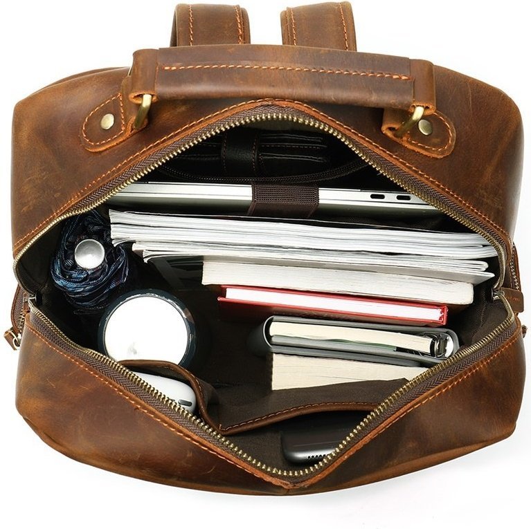 Рюкзак винтажный для ноутбука из натуральной кожи коричневого цвета VINTAGE STYLE (14712)