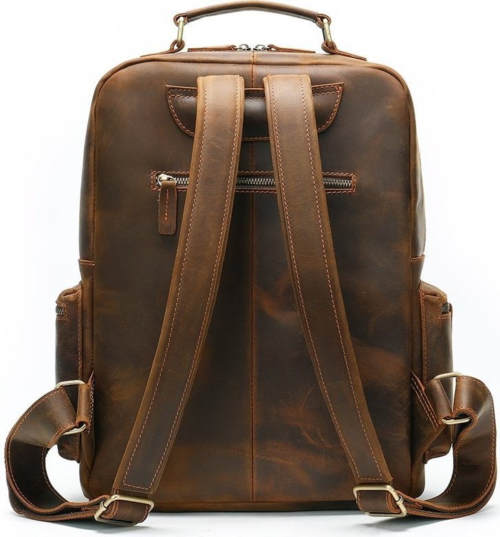 Рюкзак вінтажний для ноутбука з натуральної шкіри коричневого кольору VINTAGE STYLE (14712)