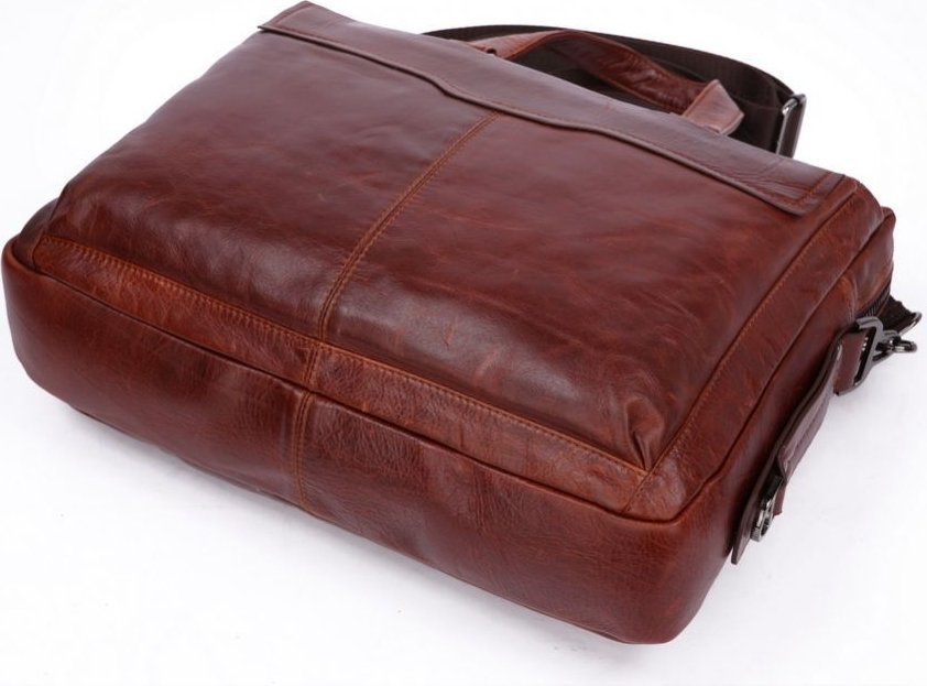 Шкіряна горизонтальна сумка для документів коричневого кольору VINTAGE STYLE (14125)