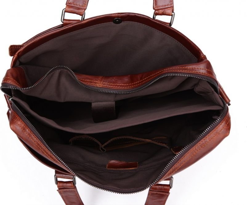 Шкіряна горизонтальна сумка для документів коричневого кольору VINTAGE STYLE (14125)