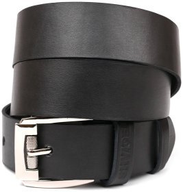 Кожаный мужской ремень SHVIGEL 10084 Черный
