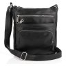 Стильная мужская кожаная сумка черного окраса с плечевым ремешком TARWA (19808) - 2
