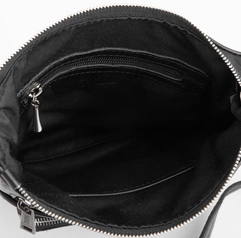 Стильная мужская кожаная сумка черного окраса с плечевым ремешком TARWA (19808)