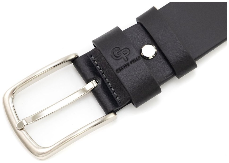 Ремінь чоловічий шкіряний батал збільшеної довжини до 150 см Grande Pelle 41106 чорний фото №2 Ремінь чоловічий шкіряний батал збільшеної довжини до 150 см Grande Pelle 41106 чорний modnotak фото №2