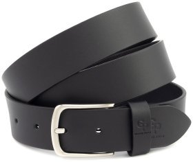 Ремінь чоловічий шкіряний батал збільшеної довжини до 150 см Grande Pelle 41106 чорний