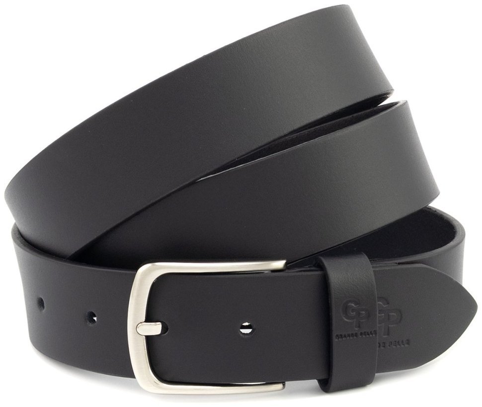 Ремінь чоловічий шкіряний батал збільшеної довжини до 150 см Grande Pelle 41106 чорний фото №1 Ремінь чоловічий шкіряний батал збільшеної довжини до 150 см Grande Pelle 41106 чорний modnotak фото №1