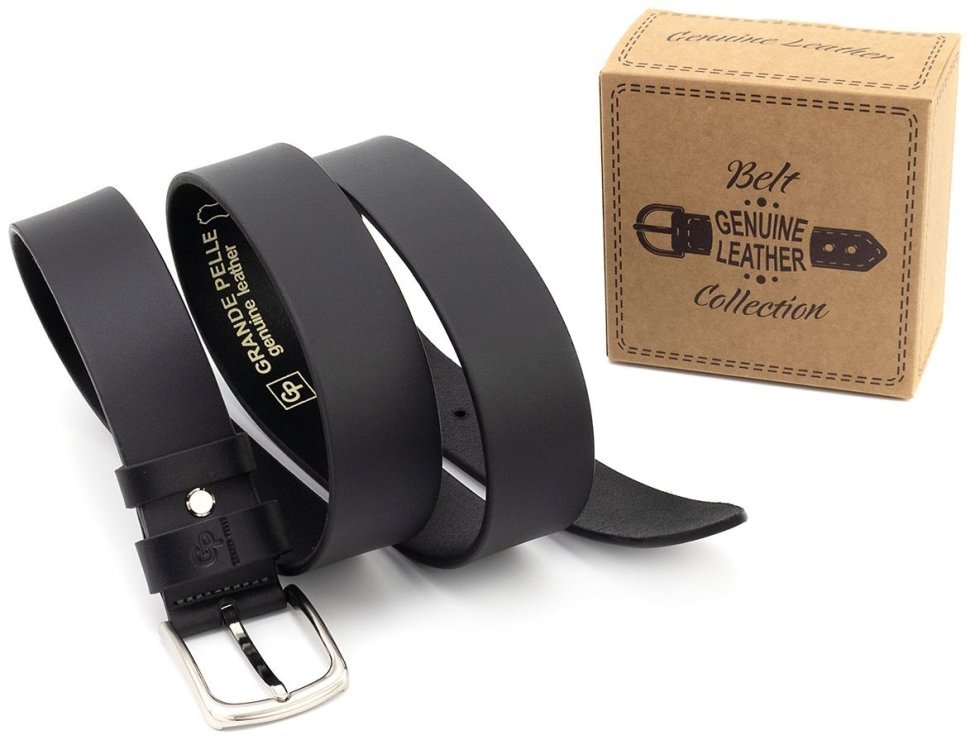 Ремінь чоловічий шкіряний батал збільшеної довжини до 150 см Grande Pelle 41106 чорний фото №5 Ремінь чоловічий шкіряний батал збільшеної довжини до 150 см Grande Pelle 41106 чорний modnotak фото №5