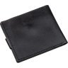 Шкіряне чоловіче портмоне чорного кольору з хлястиком на кнопці SHVIGEL (2416211) - 2
