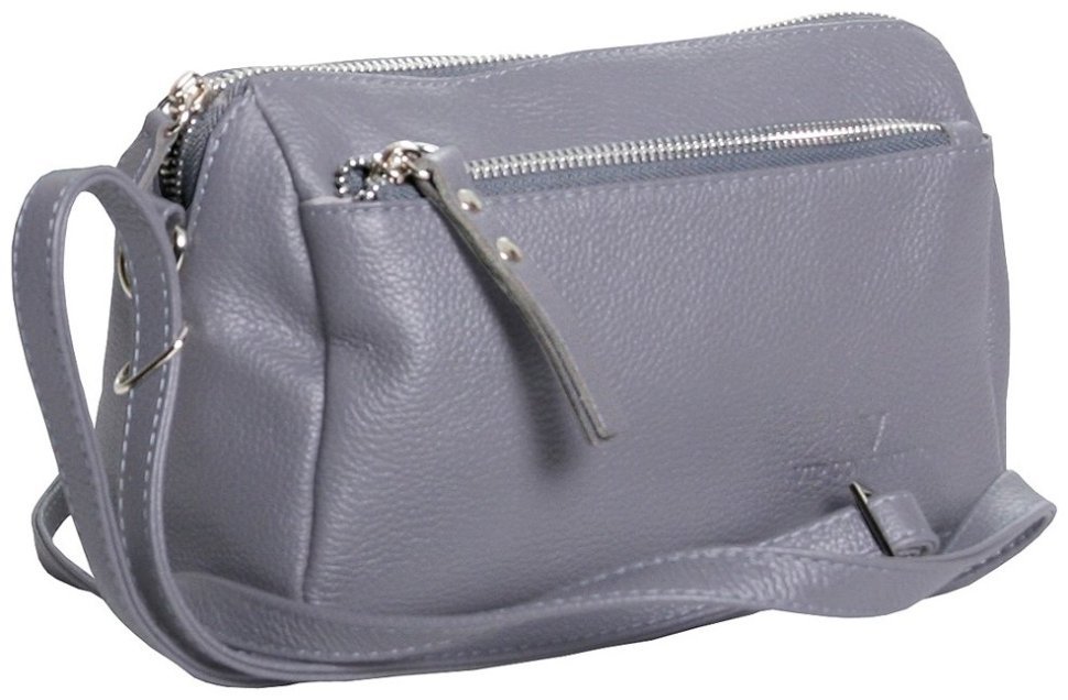 Кожаная женская сумка крос боди серого цвета Vip Collection 102494 фото №1 Кожаная женская сумка крос боди серого цвета Vip Collection 102494 modnotak фото №1