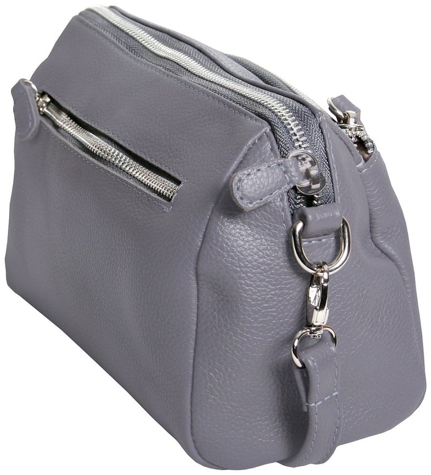 Кожаная женская сумка крос боди серого цвета Vip Collection 102494 фото №3 Кожаная женская сумка крос боди серого цвета Vip Collection 102494 modnotak фото №3