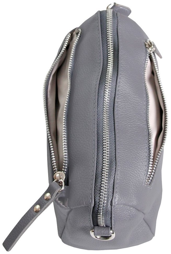 Кожаная женская сумка крос боди серого цвета Vip Collection 102494 фото №4 Кожаная женская сумка крос боди серого цвета Vip Collection 102494 modnotak фото №4