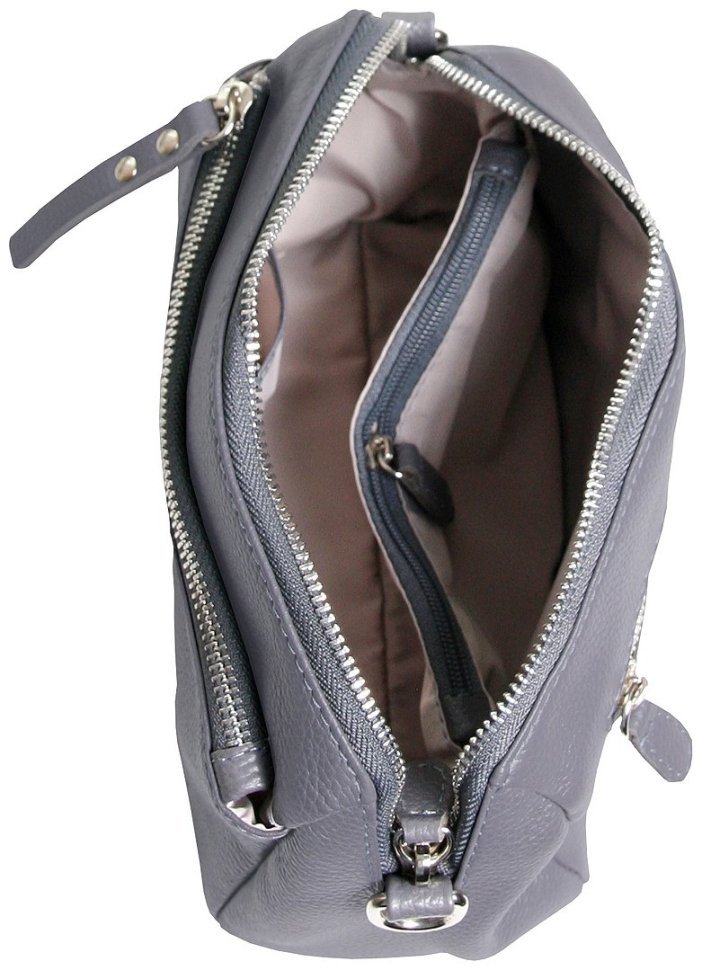 Кожаная женская сумка крос боди серого цвета Vip Collection 102494 фото №5 Кожаная женская сумка крос боди серого цвета Vip Collection 102494 modnotak фото №5