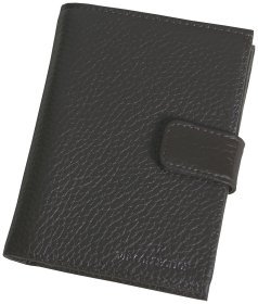 Чоловічий гаманець зі шкіри флотар із фіксацією на кнопку Vip Collection 102594 (коричневий)