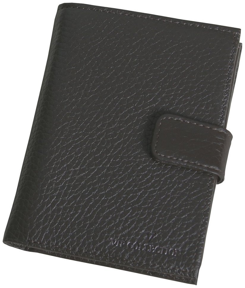 Мужской кошелек из кожи флотар с фиксацией на кнопку Vip Collection 102594 (коричневый) фото №1 Мужской кошелек из кожи флотар с фиксацией на кнопку Vip Collection 102594 (коричневый) modnotak фото №1