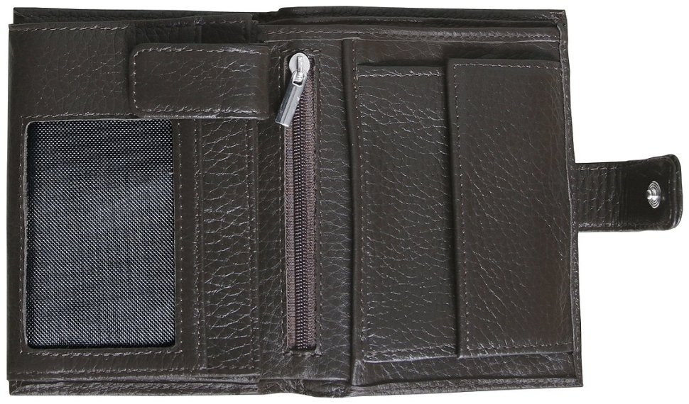 Мужской кошелек из кожи флотар с фиксацией на кнопку Vip Collection 102594 (коричневый) фото №3 Мужской кошелек из кожи флотар с фиксацией на кнопку Vip Collection 102594 (коричневый) modnotak фото №3