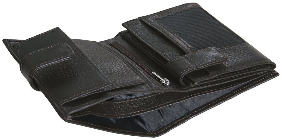 Мужской кошелек из кожи флотар с фиксацией на кнопку Vip Collection 102594 (коричневый) фото №6 Мужской кошелек из кожи флотар с фиксацией на кнопку Vip Collection 102594 (коричневый) modnotak фото №6