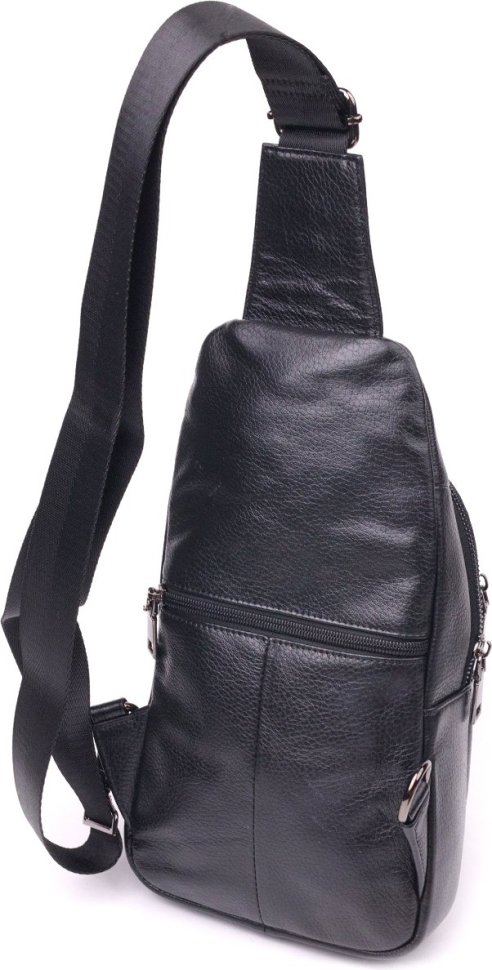 Чорна чоловіча сумка-рюкзак із натуральної шкіри флотар Vintage (2421397)