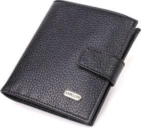 Черный мужской бумажник маленького размера из натуральной зернистой кожи CANPELLINI (2421730)