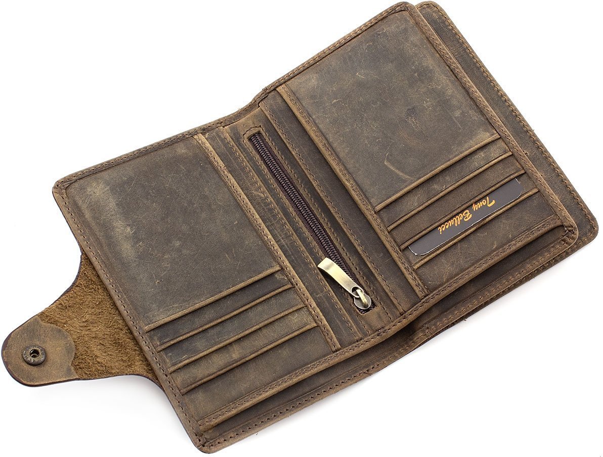 Мужское портмоне коричневого цвета из винтажной кожи Tony Bellucci (10559)