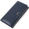Довгий жіночий гаманець із натуральної шкіри синього кольору з клапаном на кнопці CANPELLINI (2421830) - 1