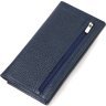 Довгий жіночий гаманець із натуральної шкіри синього кольору з клапаном на кнопці CANPELLINI (2421830) - 2