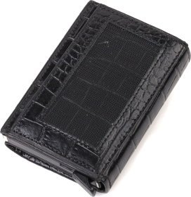 Картхолдер унісекс у три складання з автоматичним механізмом з натуральної шкіри з тисненням під крокодила CANPELLINI (2421930)