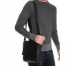 Черная мужская сумка-мессенджер из натуральной кожи с фиксацией на клапан Tiding Bag (15836) - 2
