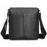 Черная мужская сумка-мессенджер из натуральной кожи с фиксацией на клапан Tiding Bag (15836) - 4