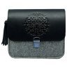 Фетровая женская бохо-сумка c клапаном из черной кожи BlankNote Лилу (12675) - 6