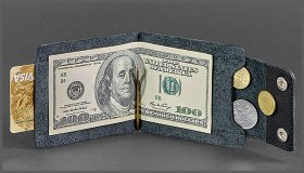 Оригінальний затиск для грошей чорного кольору з натуральної шкіри BlankNote (12573)